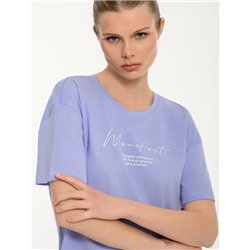 ΒODYTALK γυναικείο κοντομάνικο crop top με τύπωμα manifest