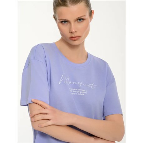 ΒODYTALK γυναικείο κοντομάνικο crop top με τύπωμα manifest